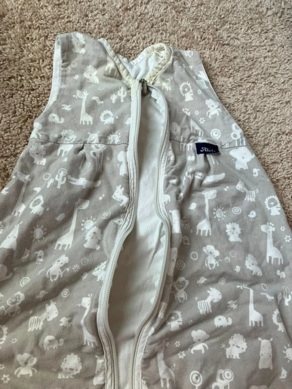 Alvi Summer Cotton Beige Animal Print Sleep Sack - Neutral Safari Design